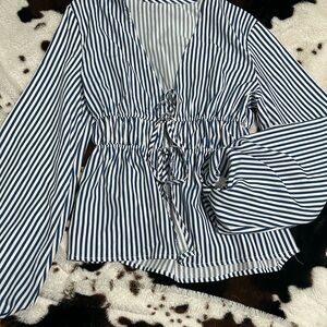 Striped Blue and White Women's Top